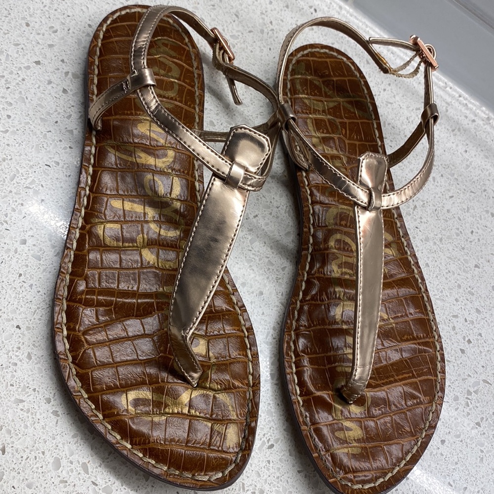 Metallic pink champagne sandals by Sam Edelman